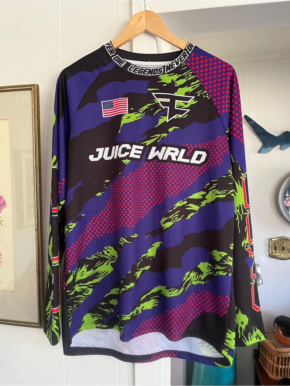 Juice Wrld x Faze Clan Long Sleeve Jersey Paintball Patterned 999 Legends Shirt